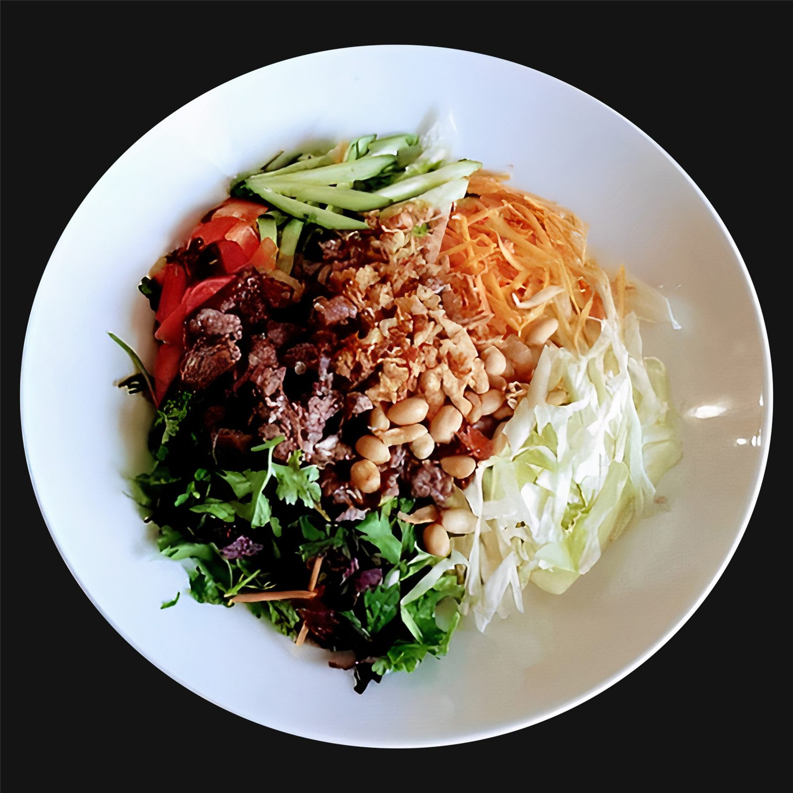 Bún bò Nam Bộ with stir-fried beef and rice noodles