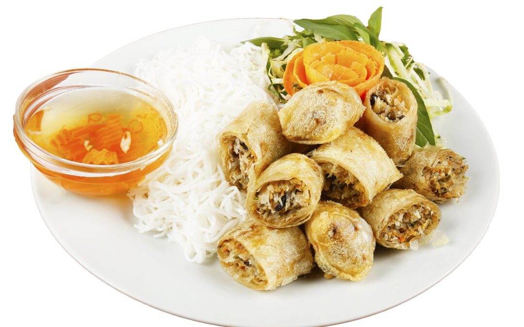 Bún nem with fried spring rolls