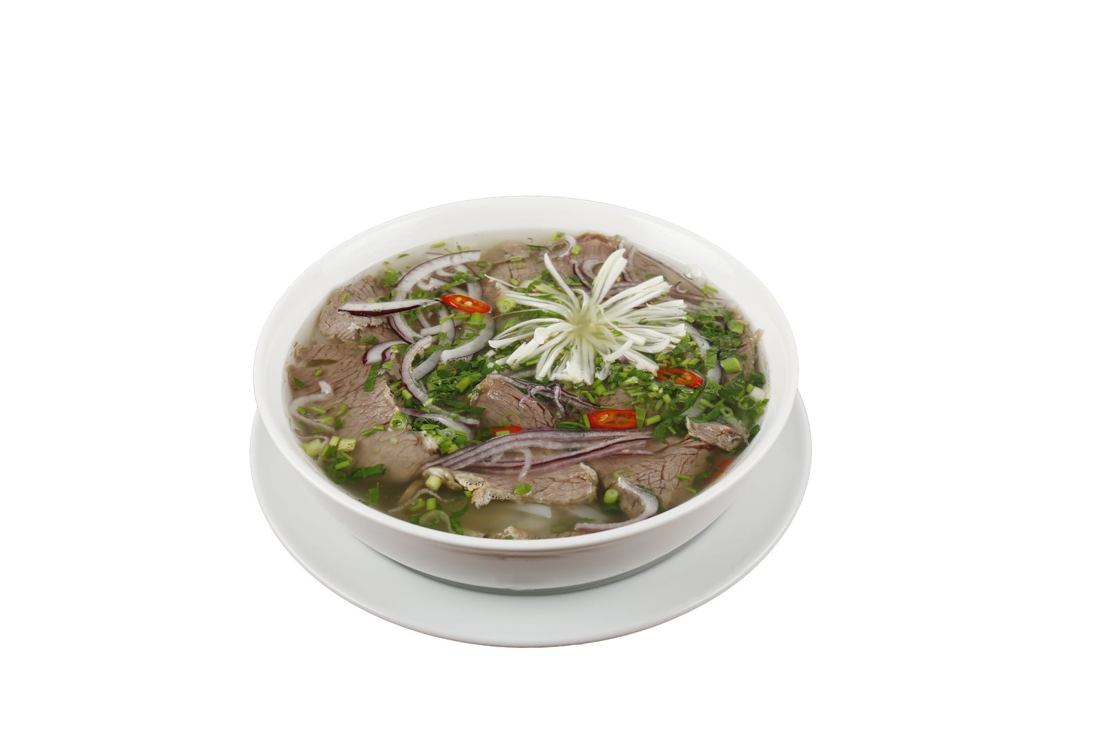 Bát phở bò với thịt bò thái mỏng